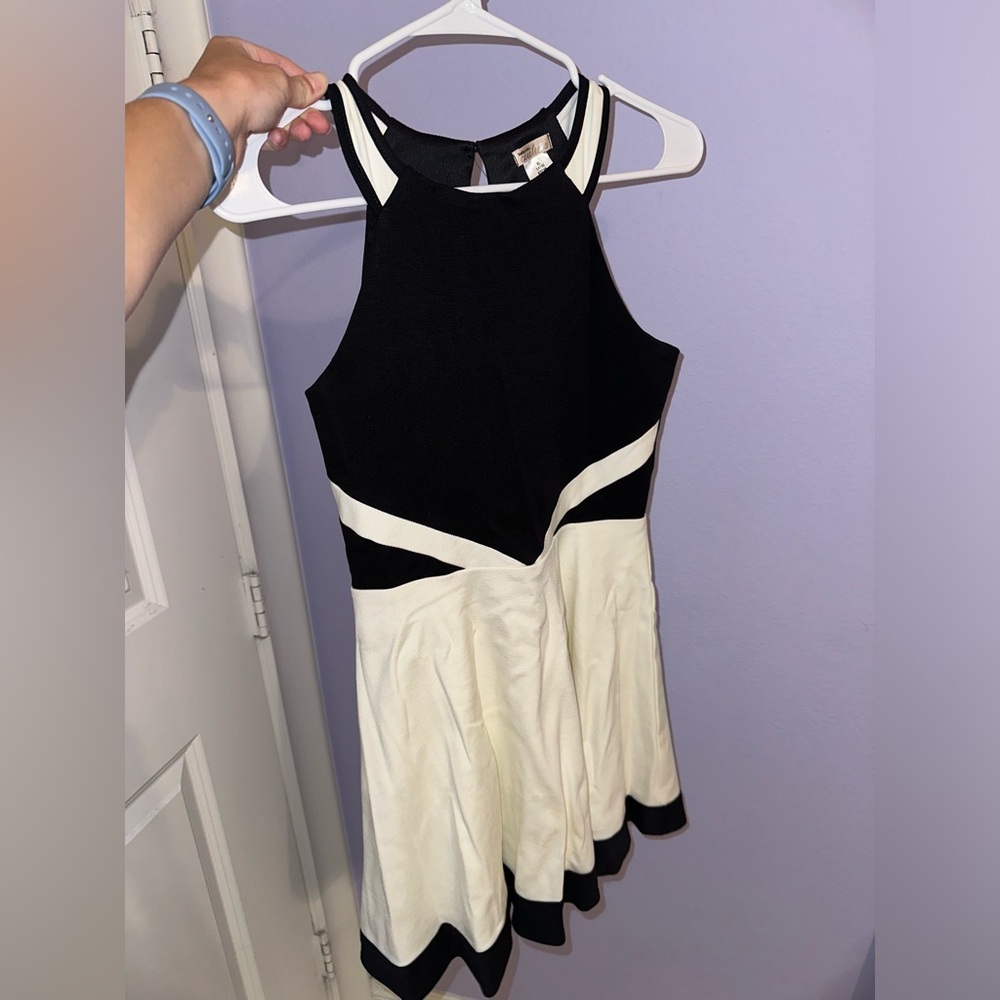 Sally Miller Girls Ivory and Black fit and flare Dress